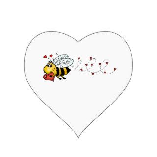 Be mine   Cute Bee holding a heart Stickers