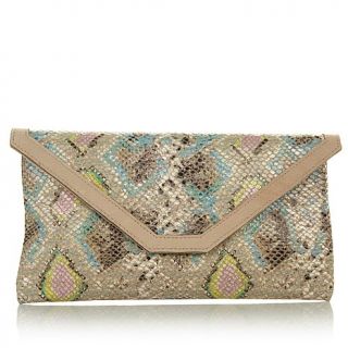 Clever Carriage Company Multicolored Snake Embossed Clutch