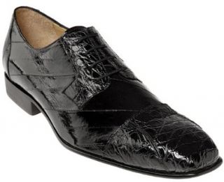 Belvedere "Francesco" Genuine Crocodile/Eel Shoes (9, Black) Shoes