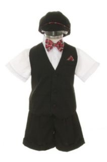 Dress Shorts Suit Tuxedo Vest Outfit Set Infant Baby Boys & Toddler, Red Bowtie Infant And Toddler Suits Clothing