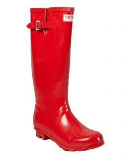 Women's Rain Boots, Rubber   Mid Calf   Lined, Hunting Style (Red) Shoes