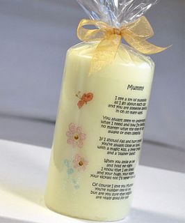 personalised candle for mummy by a touch of verse