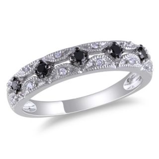 CT. T.W. Enhanced Black and White Diamond Vintage Style Band in