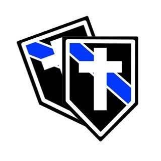 Police Chaplain Blue Line Decal with a Cross (Sticker)   4 Decals Automotive