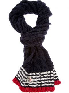 Moncler Striped Cable Knit Scarf
