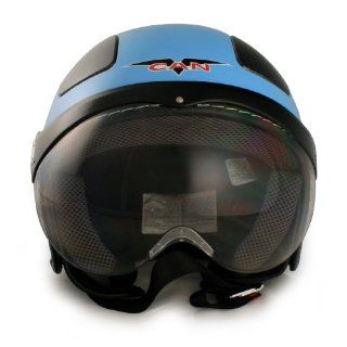 VCAN V528 Milano Sky Blue Large European Style Open Face Helmet Automotive