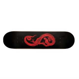 Red Dragon on Black Skate Board Deck