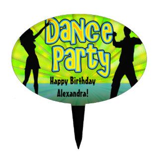 Dance Party, Neon Green/Black Cake Pick