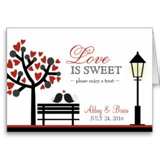 Love Birds Bench Lamp Post Wedding Dessert Candy Card