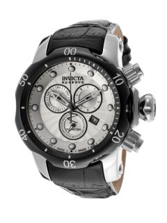 Mens Venom Gunmetal & Black Leather Watch by Invicta Watches