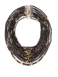 Splash Out Gold & Black Crystal Pearl Multi Strand Necklace by Tom Binns