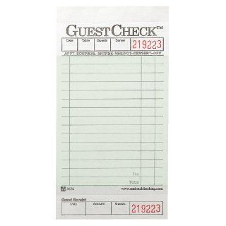 National Check 525 GuestChecks Green One Part Restaurant Guest Check Pads 3.5X6.75  Blank Receipt Forms 
