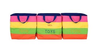personalised striped toy bag by hidden lily