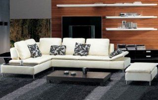 Shop TOSH Furniture Beige Leather Sectional Sofa and Ottoman Set FY682 2 at the  Furniture Store. Find the latest styles with the lowest prices from Tosh Furniture