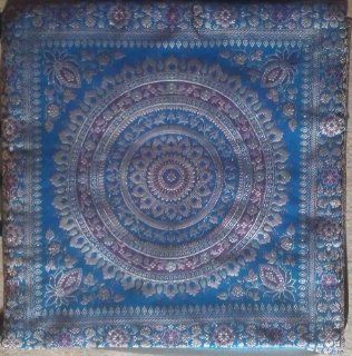 Traditional Indian Mandala Design Cushion Cover with Banaras Silk Brocade Work   Throw Pillow Covers