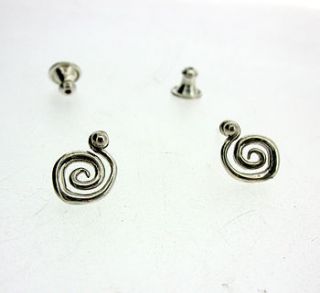 silver swirl stud earrings by will bishop jewellery design