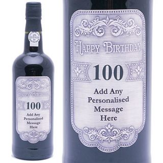 ruby port 100th personalised birthday label by giftsonline4u