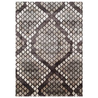 Hand knotted Ivory Geometric Wool Rug (5 X 8)