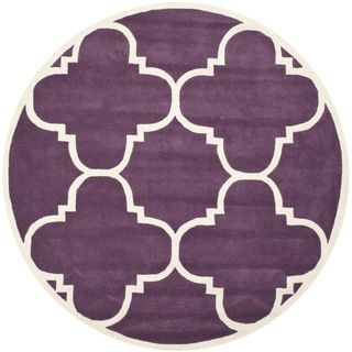 Modern Handmade Moroccan Purple Wool Rug (7 Round)