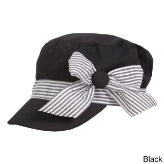 Magid Cotton Canvas Cadet Hat With Striped Bow