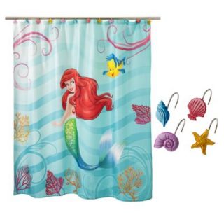 Little Mermaid Shower Curtain and Hooks Set