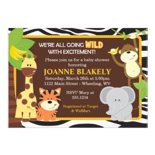 Zebra Print Jungle Safari Baby Shower Invitation