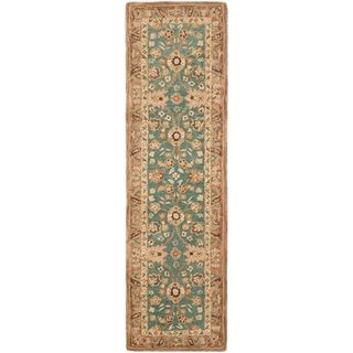 Safavieh Hand made Anatolia Teal/ Camel Wool Rug (23 X 8)