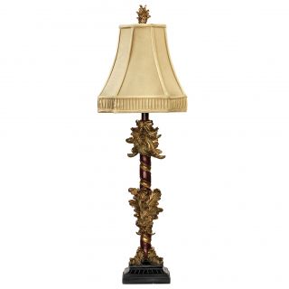 36 inch Dimond Lighting Leaf cluster One light Gold Leaf/ Black Table Lamp With Cream shantung Shade