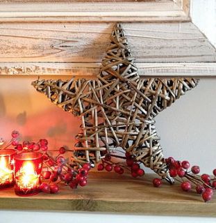 christmas wicker star decoration by belle & thistle