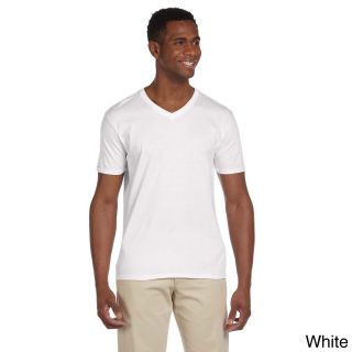 Gildan Mens Softstyle V neck T shirt White Size XXL
