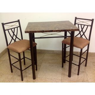 Hodedah Import Marble look Bronze 3 piece Dining Set Brown Size 3 Piece Sets