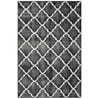 Nuloom Hand knotted Moroccan Trellis Navy Wool / Viscose Rug (5 X 8)