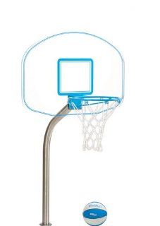 Clear Hoop Jr. Deck Mounbted Swimming Pool Basketball Game w/ Brass Anchor Sports & Outdoors