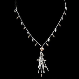 freshwater pearls and silver slivers necklace by bijoux box