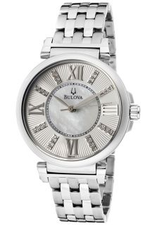 Bulova 96P134  Watches,Womens Diamond Silver/White MOP Dial Stainless Steel, Casual Bulova Quartz Watches