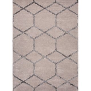 Hand tufted Contemporary Cube Gray/ Black Area Rug (5 X 8)