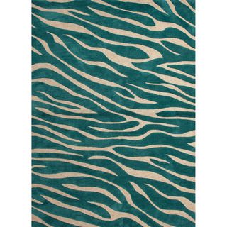 Hand tufted Contemporary Animal Print Pattern Blue Rug (76 X 96)