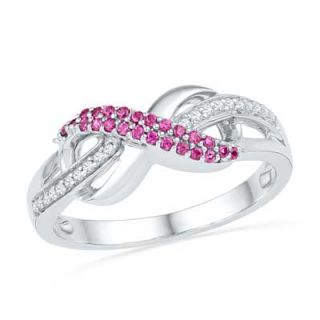 Lab Created Pink Sapphire and Diamond Accent Infinity Loop Ring in