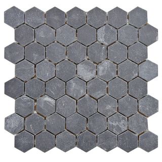 Somertile Ridge Hexagon Black 11.125x11.125 inch Stone Mosaic Tiles (pack Of 5)