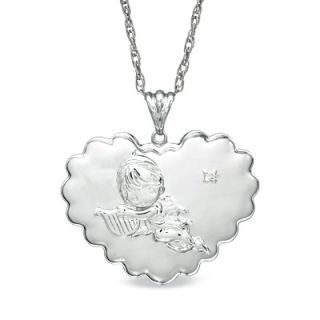 Precious Moments® Diamond Accent Angel Heart Pendant in Sterling