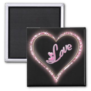 Pretty Sparkling 'Pink Love Jeweled Heart' Design Magnet