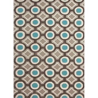 Hand tufted Contemporary Geometric Circles pattern Blue Rug (2 X 3)