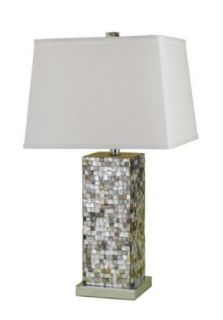 AF Lighting 6671 TL Candice Olson "Sahara" Table Lamp with Linen Shade, Finished in Abalone Shell, Abalone Shell    
