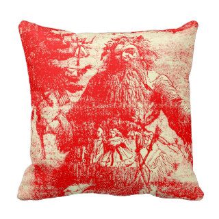 Colonial Christmas Santa Claus Toile Style Pillow