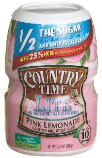Country Time Lite Pink Lemonade, Makes 10 Quarts, 12.3 Ounce Canister (Pack of 6)  Powdered Drink Mixes  Grocery & Gourmet Food