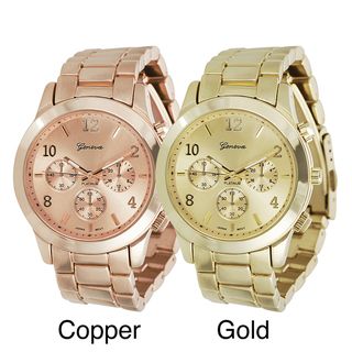 Geneva Platinum Men's Chronograph Style Copper/Gold Link Watch Geneva Men's Geneva Watches