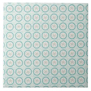 Fun Turquoise and Green Floral Pattern Tile