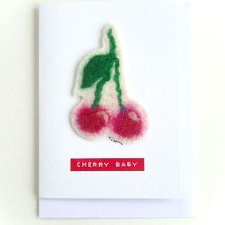 cherry baby hand felted card by mel anderson design