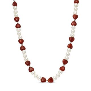 pearl heart shaped carnelian and sterling silver necklace orig $ 59 00