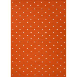 Handmade Flat weave Geometric pattern Red/ Orange Accent Rug (2 X 3)